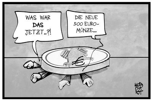 Cartoon: Münzgeld (medium) by Kostas Koufogiorgos tagged karikatur,koufogiorgos,illustration,cartoon,muenze,geld,euro,waehrung,gewicht,erschlagen,wirtschaft,kleingeld,hartgeld,münzgeld,karikatur,koufogiorgos,illustration,cartoon,muenze,geld,euro,waehrung,gewicht,erschlagen,wirtschaft,kleingeld,hartgeld,münzgeld