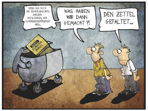 Cartoon: Nach der Europawahl (medium) by Kostas Koufogiorgos tagged karikatur,koufogiorgos,illustration,cartoon,eu,europa,wahl,kommission,wähler,zettel,falten,politik,politiker,wahlurne,mülltonne,demokratie,karikatur,koufogiorgos,illustration,cartoon,eu,europa,wahl,kommission,wähler,zettel,falten,politik,politiker,wahlurne,mülltonne,demokratie