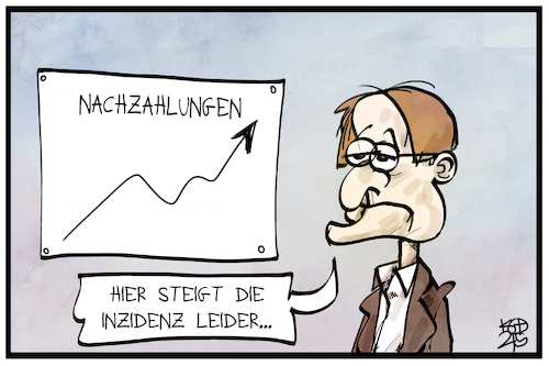 Cartoon: Nachzahlungen (medium) by Kostas Koufogiorgos tagged karikatur,koufogiorgos,illustration,cartoon,nachzahlung,nebeneinkünfte,lauterbach,inzidenz,kurve,geld,mdb,karikatur,koufogiorgos,illustration,cartoon,nachzahlung,nebeneinkünfte,lauterbach,inzidenz,kurve,geld,mdb