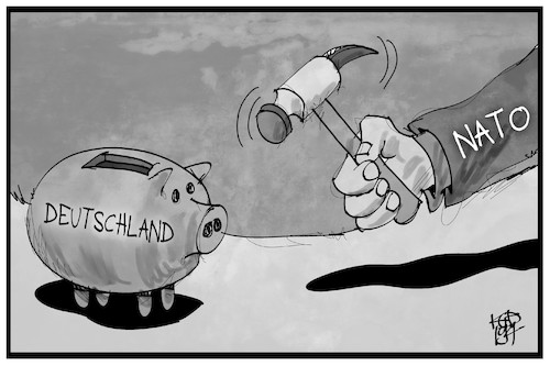 Cartoon: NATO (medium) by Kostas Koufogiorgos tagged karikatur,koufogiorgos,illustration,cartoon,nato,usa,sparschwein,geld,beitrag,verteidigung,bündnis,karikatur,koufogiorgos,illustration,cartoon,nato,usa,sparschwein,geld,beitrag,verteidigung,bündnis