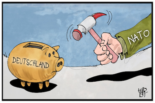 Cartoon: NATO (medium) by Kostas Koufogiorgos tagged karikatur,koufogiorgos,illustration,cartoon,nato,usa,sparschwein,geld,beitrag,verteidigung,bündnis,karikatur,koufogiorgos,illustration,cartoon,nato,usa,sparschwein,geld,beitrag,verteidigung,bündnis