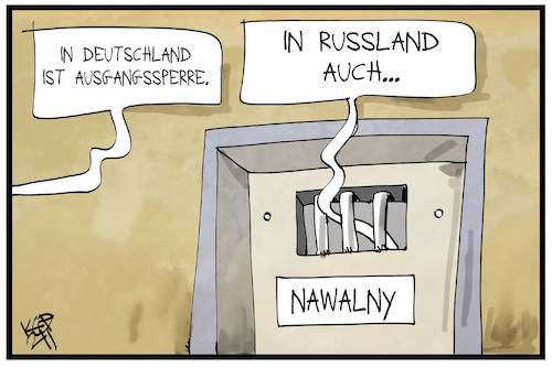 Cartoon: Nawalny (medium) by Kostas Koufogiorgos tagged karikatur,koufogiorgos,illustration,cartoon,nawalny,russland,haft,gefängnis,lockdown,deutschland,menschenrechte,grundrechte,demokratie,karikatur,koufogiorgos,illustration,cartoon,nawalny,russland,haft,gefängnis,lockdown,deutschland,menschenrechte,grundrechte,demokratie