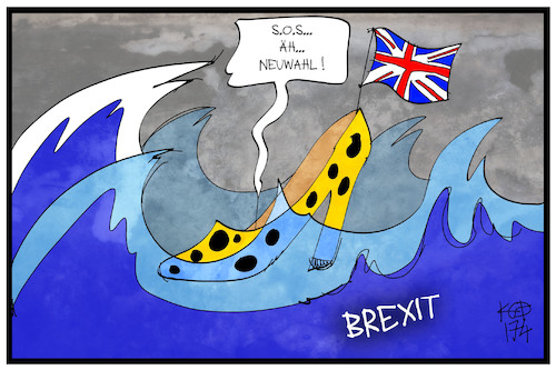 Cartoon: Neuwahl in UK (medium) by Kostas Koufogiorgos tagged karikatur,koufogiorgos,illustration,cartoon,neuwahl,uk,grossbritannien,schuh,may,wellen,see,meer,brexit,untiefen,demokratie,wahl,parlament,karikatur,koufogiorgos,illustration,cartoon,neuwahl,uk,grossbritannien,schuh,may,wellen,see,meer,brexit,untiefen,demokratie,wahl,parlament