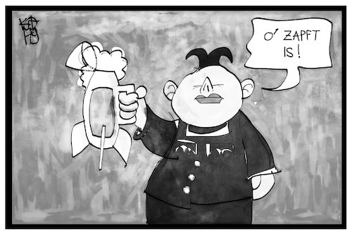 Cartoon: O zapft is in Nordkorea (medium) by Kostas Koufogiorgos tagged karikatur,koufogiorgos,illustration,cartoon,nordkorea,ozapftis,oktoberfest,rakete,bier,abschuss,atom,nuklear,kim,jong,un,tradition,münchen,volksfest,bayern,karikatur,koufogiorgos,illustration,cartoon,nordkorea,ozapftis,oktoberfest,rakete,bier,abschuss,atom,nuklear,kim,jong,un,tradition,münchen,volksfest,bayern