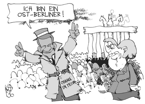 Cartoon: IM Prism - Obama in Berlin (medium) by Kostas Koufogiorgos tagged koufogiorgos,karikatur,ostberlin,agent,usa,merkel,berlin,überwachung,stasi,prism,obama,obama,prism,stasi,überwachung,berlin,merkel,usa,agent,ostberlin,karikatur,koufogiorgos