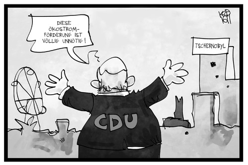 Cartoon: Ökostromförderung (medium) by Kostas Koufogiorgos tagged karikatur,koufogiorgos,illustration,cartoon,ökostrom,atomkraft,tschernobyl,sarkophag,gau,unfall,energie,umwelt,verstrahlung,cdu,partei,karikatur,koufogiorgos,illustration,cartoon,ökostrom,atomkraft,tschernobyl,sarkophag,gau,unfall,energie,umwelt,verstrahlung,cdu,partei