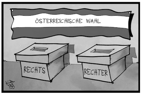 Cartoon: Österreich hat die Wahl (medium) by Kostas Koufogiorgos tagged karikatur,koufogiorgos,illustration,cartoon,oesterreich,wahl,wahlurne,rechts,rechter,demokratie,parlament,karikatur,koufogiorgos,illustration,cartoon,oesterreich,wahl,wahlurne,rechts,rechter,demokratie,parlament