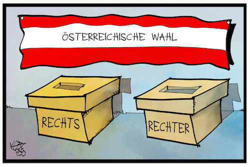 Cartoon: Österreich hat die Wahl (medium) by Kostas Koufogiorgos tagged karikatur,koufogiorgos,illustration,cartoon,oesterreich,wahl,wahlurne,rechts,rechter,demokratie,parlament,karikatur,koufogiorgos,illustration,cartoon,oesterreich,wahl,wahlurne,rechts,rechter,demokratie,parlament