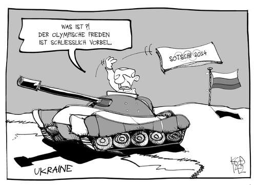 Cartoon: Olympischer Frieden (medium) by Kostas Koufogiorgos tagged koufogiorgos,cartoon,illustration,karikatur,panzer,putin,krieg,konflikt,olympischer,frieden,armee,olympia,sochi,sotschi,ukraine,karikatur,illustration,cartoon,koufogiorgos,panzer,putin,krieg,konflikt,olympischer,frieden,armee,olympia,sochi,sotschi,ukraine