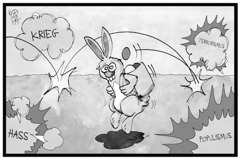 Cartoon: Ostern 2017 (medium) by Kostas Koufogiorgos tagged karikatur,koufogiorgos,illustration,cartoon,ostern,osterhase,krieg,bombe,terrorismus,populismus,einschlag,bedrohung,karikatur,koufogiorgos,illustration,cartoon,ostern,osterhase,krieg,bombe,terrorismus,populismus,einschlag,bedrohung