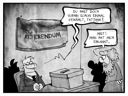 Cartoon: Ostukraine-Referendum (medium) by Kostas Koufogiorgos tagged karikatur,koufogiorgos,cartoon,illustration,ukraine,ostukraine,referendum,separatisten,abspaltung,wahl,bart,verkleidung,tarnung,wahlbetrug,politik,russland,konflikt,wahllokal,karikatur,koufogiorgos,cartoon,illustration,ukraine,ostukraine,referendum,separatisten,abspaltung,wahl,bart,verkleidung,tarnung,wahlbetrug,politik,russland,konflikt,wahllokal