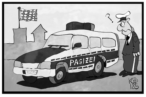 Cartoon: Pagizei (medium) by Kostas Koufogiorgos tagged karikatur,koufogiorgos,illustration,cartoon,pag,polizei,auto,pagizei,bayern,sicherheit,karikatur,koufogiorgos,illustration,cartoon,pag,polizei,auto,pagizei,bayern,sicherheit