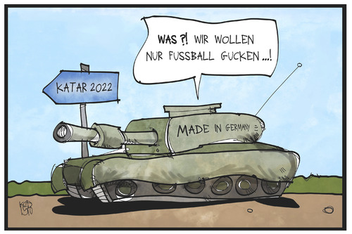 Cartoon: Panzer nach Katar (medium) by Kostas Koufogiorgos tagged karikatur,koufogiorgos,illustration,cartoon,katar,panzer,rüstung,rüstungsindustrie,fussball,wm,weltmeisterschaft,fifa,sport,wirtschaft,militär,armee,karikatur,koufogiorgos,illustration,cartoon,katar,panzer,rüstung,rüstungsindustrie,fussball,wm,weltmeisterschaft,fifa,sport,wirtschaft,militär,armee