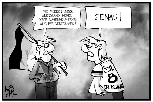 Cartoon: PEGIDA (medium) by Kostas Koufogiorgos tagged karikatur,koufogiorgos,illustration,cartoon,abendland,muslime,özil,fussball,nationalmannschaft,fahne,deutschland,nationalismus,patriotismus,pegida,populismus,karikatur,koufogiorgos,illustration,cartoon,abendland,muslime,özil,fussball,nationalmannschaft,fahne,deutschland,nationalismus,patriotismus,pegida,populismus