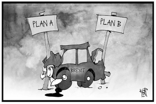 Cartoon: Plan B (medium) by Kostas Koufogiorgos tagged karikatur,koufogiorgos,illustration,cartoon,brexit,plan,crash,uk,grossbritannien,europa,eu,austritt,karikatur,koufogiorgos,illustration,cartoon,brexit,plan,crash,uk,grossbritannien,europa,eu,austritt