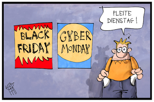 Cartoon: Pleite Dienstag (medium) by Kostas Koufogiorgos tagged karikatur,koufogiorgos,illustration,cartoon,pleite,black,friday,cyber,monday,konsum,wirtschaft,kunde,kaufen,karikatur,koufogiorgos,illustration,cartoon,pleite,black,friday,cyber,monday,konsum,wirtschaft,kunde,kaufen