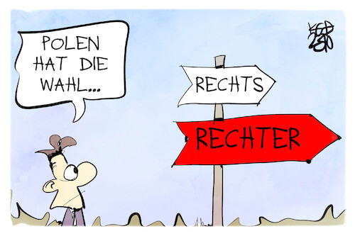 Cartoon: Polen hat die Wahl (medium) by Kostas Koufogiorgos tagged karikatur,koufogiorgos,polen,wahl,rechts,konservativ,demokratie,karikatur,koufogiorgos,polen,wahl,rechts,konservativ,demokratie