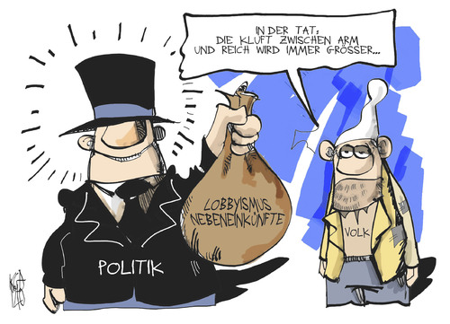 Cartoon: Politik und Lobbyismus (medium) by Kostas Koufogiorgos tagged politik,volk,arm,reich,armutsbericht,nebeneinkünfte,lobbyismus,politiker,michel,geld,karikatur,kostas,koufogiorgos,politik,volk,arm,reich,armutsbericht,nebeneinkünfte,lobbyismus,politiker,michel,geld,karikatur,kostas,koufogiorgos