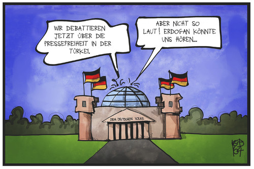 Cartoon: Pressefreiheit Türkei (medium) by Kostas Koufogiorgos tagged karikatur,koufogiorgos,illustration,cartoon,tuerkei,pressefreiheit,bundestag,reichstag,debatte,aktuelle,stunde,erdogan,politik,diplomatie,karikatur,koufogiorgos,illustration,cartoon,tuerkei,pressefreiheit,bundestag,reichstag,debatte,aktuelle,stunde,erdogan,politik,diplomatie