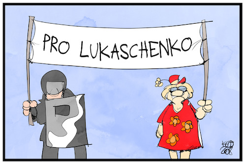 Cartoon: Pro Lukaschenko (medium) by Kostas Koufogiorgos tagged karikatur,koufogiorgos,illustration,cartoon,lukaschenlo,polizei,polizeigewalt,demonstration,belarus,protest,demokratie,karikatur,koufogiorgos,illustration,cartoon,lukaschenlo,polizei,polizeigewalt,demonstration,belarus,protest,demokratie