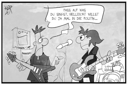 Cartoon: Punk und Politik (medium) by Kostas Koufogiorgos tagged karikatur,koufogiorgos,illustration,cartoon,punk,politik,band,justizministerin,sachsen,rechtfertigung,karikatur,koufogiorgos,illustration,cartoon,punk,politik,band,justizministerin,sachsen,rechtfertigung