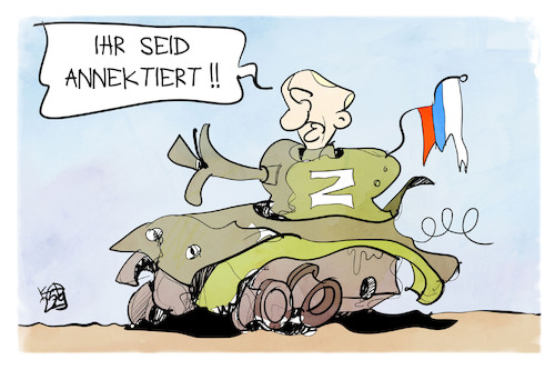 Cartoon: Putin annektiert (medium) by Kostas Koufogiorgos tagged karikatur,koufogiorgos,putin,russland,annexion,krieg,ukraine,panzer,karikatur,koufogiorgos,putin,russland,annexion,krieg,ukraine,panzer