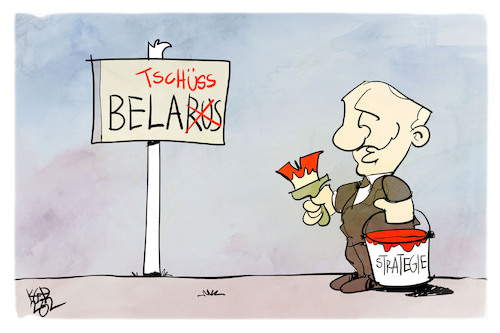 Cartoon: Putins Belarus-Strategie (medium) by Kostas Koufogiorgos tagged karikatur,koufogiorgos,belarus,putin,tschüss,karikatur,koufogiorgos,belarus,putin,tschüss