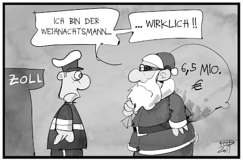 Cartoon: Raub beim Zoll (medium) by Kostas Koufogiorgos tagged karikatur,koufogiorgos,illustration,cartoon,zollamt,raub,weihnachtsmann,dieb,einbruch,emmerich,karikatur,koufogiorgos,illustration,cartoon,zollamt,raub,weihnachtsmann,dieb,einbruch,emmerich