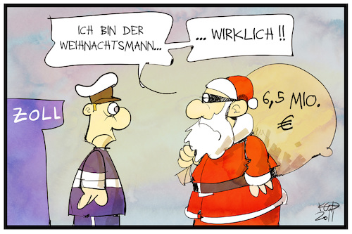 Cartoon: Raub beim Zoll (medium) by Kostas Koufogiorgos tagged karikatur,koufogiorgos,illustration,cartoon,zollamt,raub,weihnachtsmann,dieb,einbruch,emmerich,karikatur,koufogiorgos,illustration,cartoon,zollamt,raub,weihnachtsmann,dieb,einbruch,emmerich