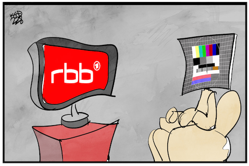 Cartoon: rbb-Krise (medium) by Kostas Koufogiorgos tagged karikatur,koufogiorgos,rbb,ard,fernsehen,krise,zuschauer,störbild,karikatur,koufogiorgos,rbb,ard,fernsehen,krise,zuschauer,störbild