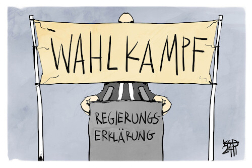 Cartoon: Regierungserklärung (medium) by Kostas Koufogiorgos tagged karikatur,koufogiorgos,regierungserklärung,wahlkampf,scholz,karikatur,koufogiorgos,regierungserklärung,wahlkampf,scholz