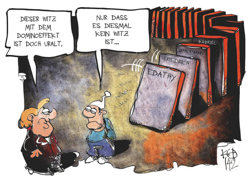 Cartoon: Regierungskrise (medium) by Kostas Koufogiorgos tagged karikatur,illustration,cartoon,koufogiorgos,edathy,merkel,regierung,koalition,groko,domino,spiel,michel,friedrich,oppermann,politik,bundeskanzlerin,karikatur,illustration,cartoon,koufogiorgos,edathy,merkel,regierung,koalition,groko,domino,spiel,michel,friedrich,oppermann,politik,bundeskanzlerin