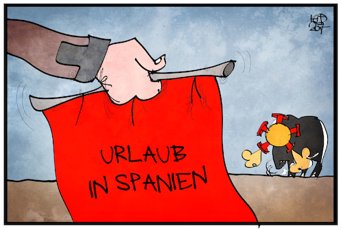 Cartoon: Reisewarnung Spanien (medium) by Kostas Koufogiorgos tagged karikatur,koufogiorgos,illustration,cartoon,reisewarnung,spanien,covid,corona,pandemie,wasser,virus,torrero,stier,stierkampf,karikatur,koufogiorgos,illustration,cartoon,reisewarnung,spanien,covid,corona,pandemie,wasser,virus,torrero,stier,stierkampf