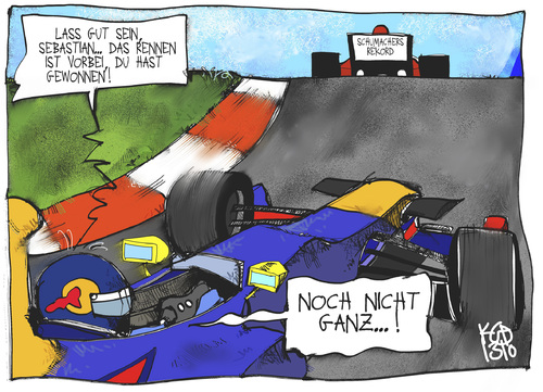 Cartoon: Rekordjäger Vettel (medium) by Kostas Koufogiorgos tagged vettel,formel,motorsport,schumacher,auto,rennen,karikatur,sport,koufogiorgos,vettel,formel,motorsport,schumacher,auto,rennen,karikatur,sport,koufogiorgos