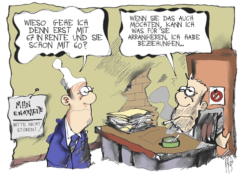 Cartoon: Renteneintrittsalter (medium) by Kostas Koufogiorgos tagged merkel,rente,eintritt,griechenland,deutschland,europa,eu
