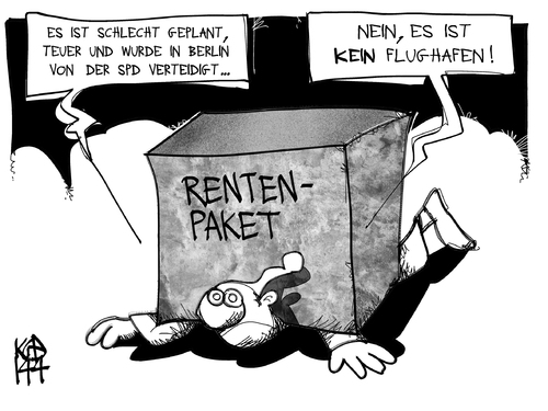 Cartoon: Rentenpaket (medium) by Kostas Koufogiorgos tagged paket,last,michel,geld,teuer,politik,spd,berlin,flughafen,ber,rentenpaket,rente,illustration,cartoon,koufogiorgos,karikatur,politiker,karikatur,koufogiorgos,cartoon,illustration,rente,rentenpaket,altersarmut,armut,geld,obdachlosigkeit,bettler,mann,alter,reform,politik,gesellschaft