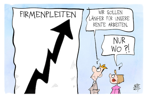 Cartoon: Rentenreform und Firmenpleiten (medium) by Kostas Koufogiorgos tagged karikatur,koufogiorgos,firmenpleite,insolvenz,renten,rentenreform,arbeit,karikatur,koufogiorgos,firmenpleite,insolvenz,renten,rentenreform,arbeit