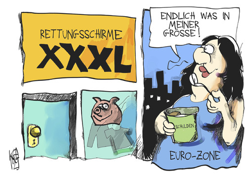 Cartoon: Rettungsschirm XXXL (medium) by Kostas Koufogiorgos tagged esm,europa,euro,schulden,krise,xxxl,defizit,hebel,geld,wirtschaft,karikatur,kostas,koufogiorgos,esm,europa,euro,schulden,krise,xxxl,defizit,hebel,geld,wirtschaft,karikatur,kostas,koufogiorgos