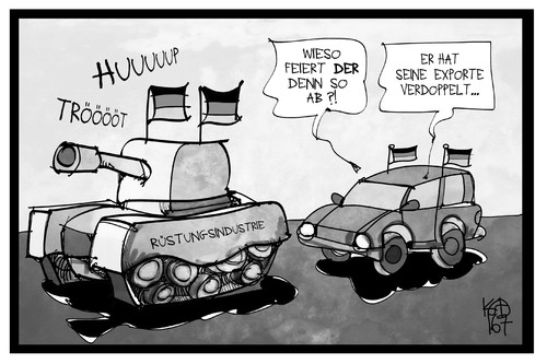 Cartoon: Rüstungsexporte (medium) by Kostas Koufogiorgos tagged karikatur,koufogiorgos,cartoon,illustration,ruestung,ruestungsindustrie,exporte,wirtschaft,autocorso,jubel,fussball,deutschland,em,europameisterschaft,panzer,fahne,flagge,patriotismus,karikatur,koufogiorgos,cartoon,illustration,ruestung,ruestungsindustrie,exporte,wirtschaft,autocorso,jubel,fussball,deutschland,em,europameisterschaft,panzer,fahne,flagge,patriotismus