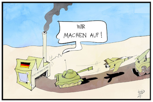 Cartoon: Rüstungsexporte (medium) by Kostas Koufogiorgos tagged karikatur,koufogiorgos,illustration,cartoon,waffen,export,krieg,krise,öffnung,verlauf,rüstungsindustrie,wirtschaft,lockerung,karikatur,koufogiorgos,illustration,cartoon,waffen,export,krieg,krise,öffnung,verlauf,rüstungsindustrie,wirtschaft,lockerung