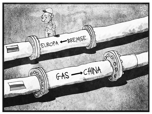 Cartoon: Russisches Gas (medium) by Kostas Koufogiorgos tagged karikatur,koufogiorgos,illustration,cartoon,gas,pipeline,gazprom,putin,russland,china,energie,vertrag,europa,bremse,leitung,wirtschaft,gasvertrag,karikatur,koufogiorgos,illustration,cartoon,gas,pipeline,gazprom,putin,russland,china,energie,vertrag,europa,bremse,leitung,wirtschaft,gasvertrag