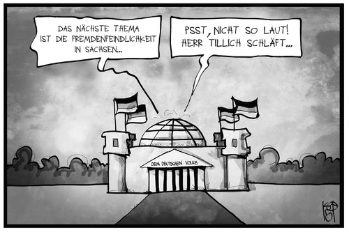 Cartoon: Sachsen (medium) by Kostas Koufogiorgos tagged karikatur,koufogiorgos,illustration,cartoon,sachsen,bundestag,reichstag,tillich,fremdenfeindlichkeit,rechtsextremismus,politik,debatte,plenum,cdu,karikatur,koufogiorgos,illustration,cartoon,sachsen,bundestag,reichstag,tillich,fremdenfeindlichkeit,rechtsextremismus,politik,debatte,plenum,cdu