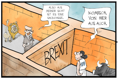 Cartoon: Sackgasse Brexit (medium) by Kostas Koufogiorgos tagged karikatur,koufogiorgos,illustration,cartoon,brexit,uk,eu,europa,austritt,sackgasse,weg,aussichtslos,karikatur,koufogiorgos,illustration,cartoon,brexit,uk,eu,europa,austritt,sackgasse,weg,aussichtslos