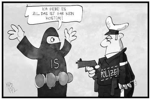 Cartoon: Salafismus (medium) by Kostas Koufogiorgos tagged karikatur,koufogiorgos,illustration,cartoon,terrorismus,salafist,polizist,polizei,kostüm,verkledung,karneval,fasching,fastnacht,islamismus,sprengstoff,karikatur,koufogiorgos,illustration,cartoon,terrorismus,salafist,polizist,polizei,kostüm,verkledung,karneval,fasching,fastnacht,islamismus,sprengstoff