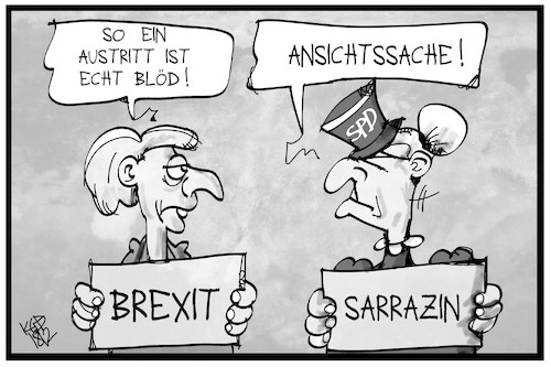 Cartoon: Sarrazin und der Brexit (medium) by Kostas Koufogiorgos tagged karikatur,koufogiorgos,illustration,cartoon,sarrazin,spd,ausschluss,partei,sozialdemokraten,brexit,may,europa,eu,austritt,karikatur,koufogiorgos,illustration,cartoon,sarrazin,spd,ausschluss,partei,sozialdemokraten,brexit,may,europa,eu,austritt