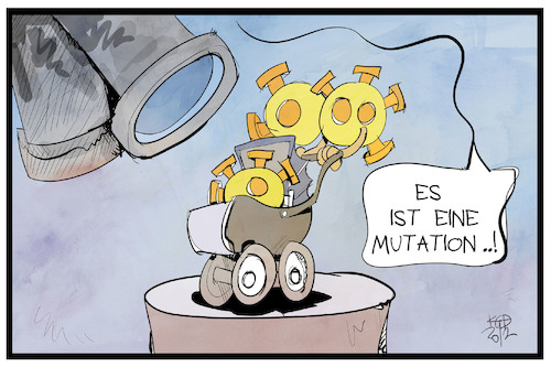 Cartoon: SarsCov2-Mutation (medium) by Kostas Koufogiorgos tagged karikatur,koufogiorgos,illustration,cartoon,corona,covid,virus,mutation,genetik,entwicklung,geburt,eltern,kind,pandemie,gesundheit,sarscov2,karikatur,koufogiorgos,illustration,cartoon,corona,covid,virus,mutation,genetik,entwicklung,geburt,eltern,kind,pandemie,gesundheit,sarscov2