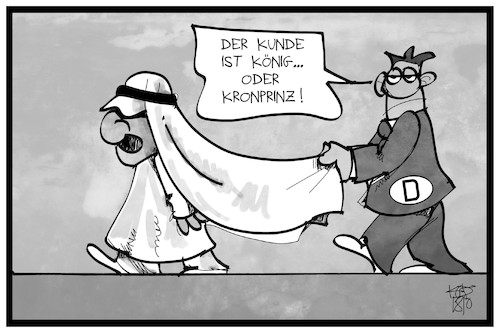 Cartoon: Saudi-Arabien (medium) by Kostas Koufogiorgos tagged karikatur,koufogiorgos,illustration,cartoon,saudi,arabien,könig,kronprinz,rüstung,wirtschaft,geld,geschäft,kunde,kashoggi,skandal,karikatur,koufogiorgos,illustration,cartoon,saudi,arabien,könig,kronprinz,rüstung,wirtschaft,geld,geschäft,kunde,kashoggi,skandal