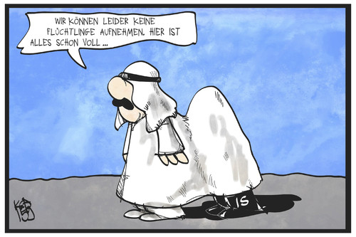 Cartoon: Saudi-Arabien und der IS (medium) by Kostas Koufogiorgos tagged karikatur,koufogiorgos,illustration,cartoon,saudi,arabien,is,islamischer,staat,flüchtlinge,aufnahme,solidarität,verstecken,flüchtlingskrise,terrorismus,karikatur,koufogiorgos,illustration,cartoon,saudi,arabien,is,islamischer,staat,flüchtlinge,aufnahme,solidarität,verstecken,flüchtlingskrise,terrorismus