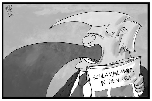 Cartoon: Schlammlawine USA (medium) by Kostas Koufogiorgos tagged karikatur,koufogiorgos,illustration,cartoon,usa,trump,schlamm,lawine,naturkatastrophe,umwelt,kalifornien,karikatur,koufogiorgos,illustration,cartoon,usa,trump,schlamm,lawine,naturkatastrophe,umwelt,kalifornien