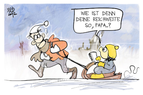 Cartoon: Schnee-Mobilität (medium) by Kostas Koufogiorgos tagged karikatur,koufogiorgos,schnee,schlitten,reichweite,mobilität,vater,sohn,karikatur,koufogiorgos,schnee,schlitten,reichweite,mobilität,vater,sohn